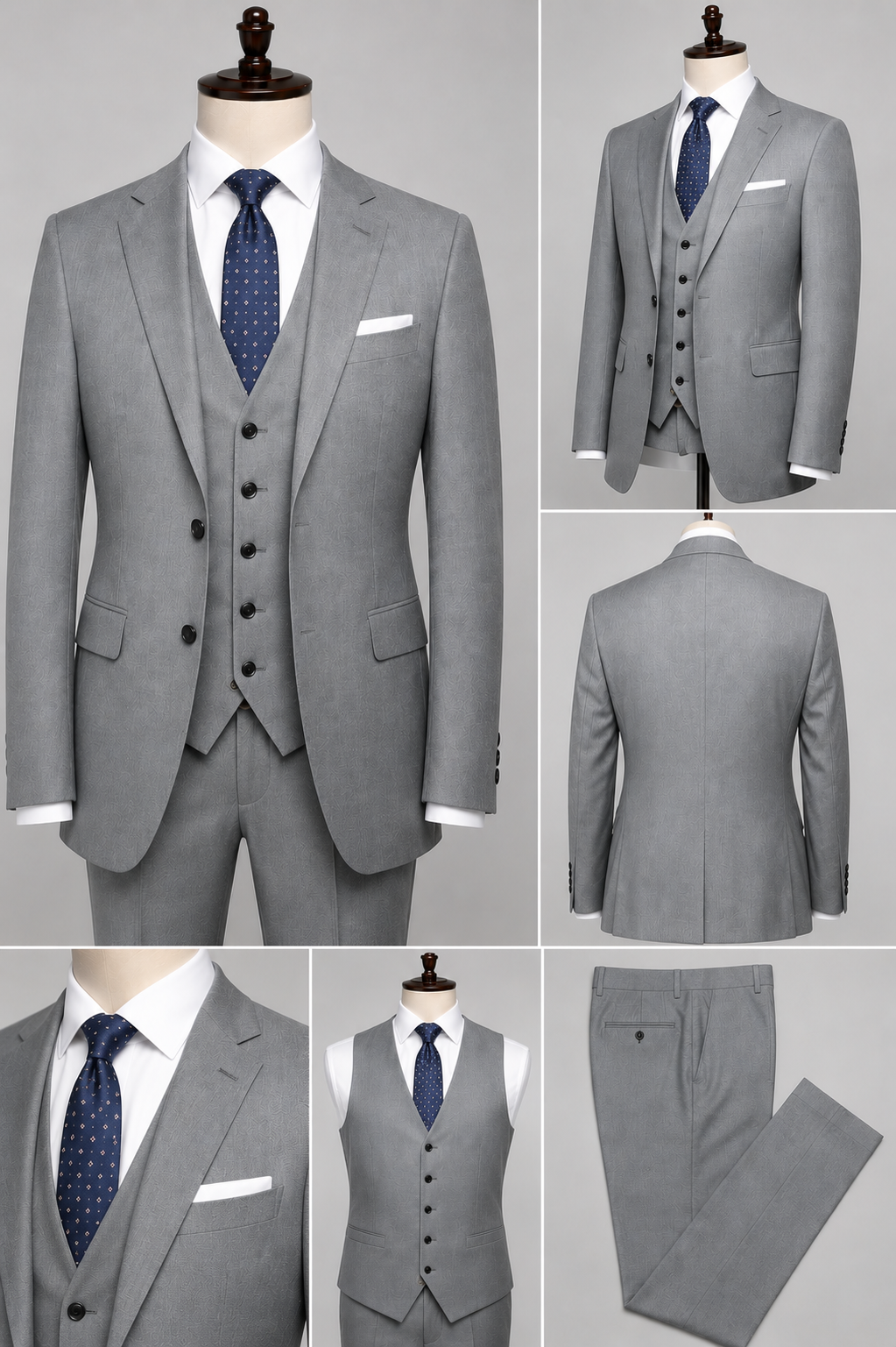 Men's Grey Three-Piece Suit